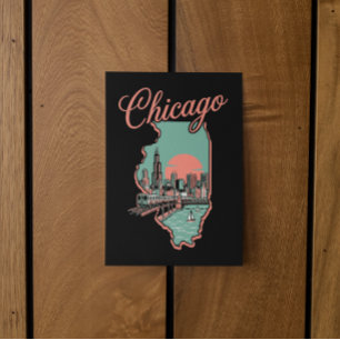 Carte Postale Logo minimaliste de la ville de Chicago Illinois