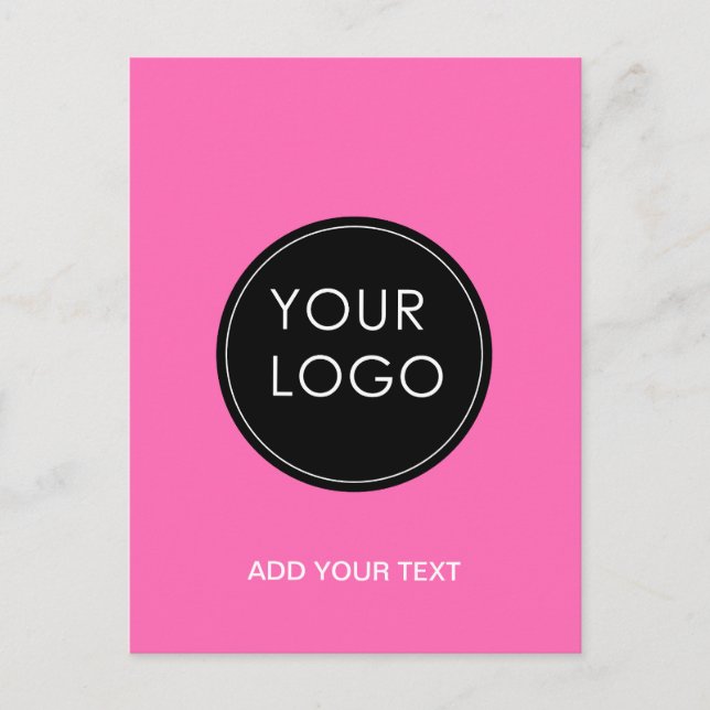 Carte Postale Logo personnalisé rose Entreprise (Devant)