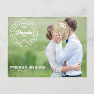 Carte Postale Logo photo Mariage photo Merci personnalisé Date d
