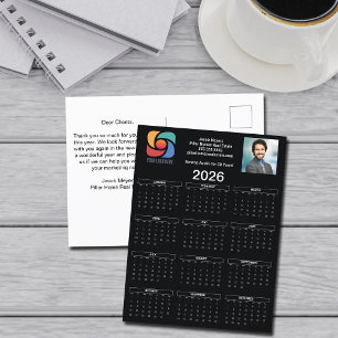 Carte Postale Logo professionnel personnalisé Black 2026 Calendr