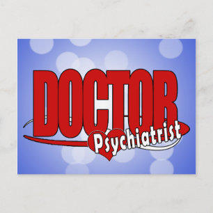 CARTE POSTALE LOGO PSYCHIATRIST GRAND MÉDECIN ROUGE