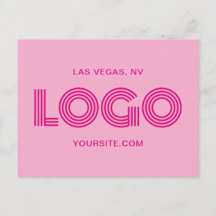Carte Postale Logo rectangulaire moderne rose chaud