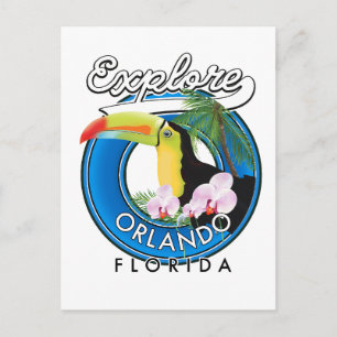 Carte Postale Logo rétro d'exploration d'Orlando Floride.