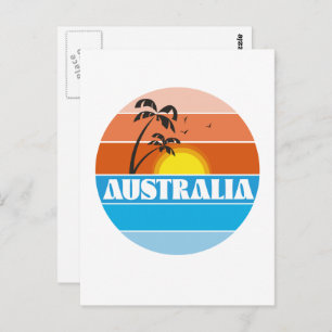 Carte Postale Logo rétro du coucher de soleil australien des ann