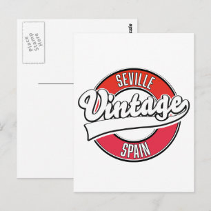 Carte Postale logo Séville Espagne style rétro