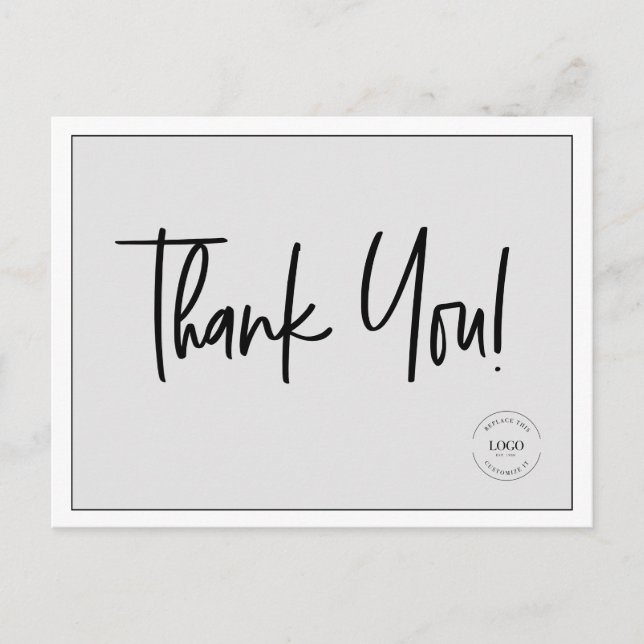 Carte Postale Logo simple Black White Company Logo Merci social (Devant)