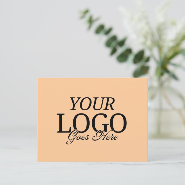 Carte Postale Logo Simple Peach Company avec QR Code Business (Debout devant)