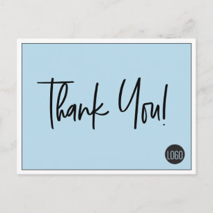 Carte Postale Logo simple personnalisé Merci bleu