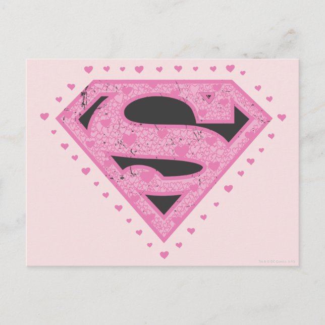 Carte Postale Logo super-fille en uniforme noir et rose (Devant)