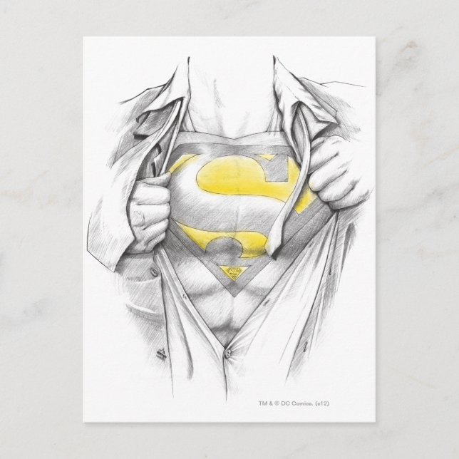 Carte Postale Logo Superman de la poitrine esquissée (Devant)