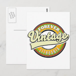 Carte Postale Logo vintage Lituanie pour toujours.