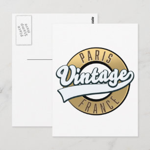 Carte Postale logo vintage Paris France