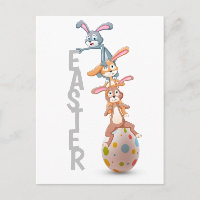 Carte Postale Loi sur l'équilibre des oeufs de lapin de Pâques | (Devant)