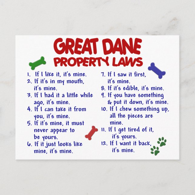 CARTE POSTALE LOI SUR LES BIENS DE GRANDE DANE 2 (Devant)
