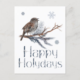 Carte Postale L'Oiseau Est Assis Sur Une Branche De Pins Et Chan