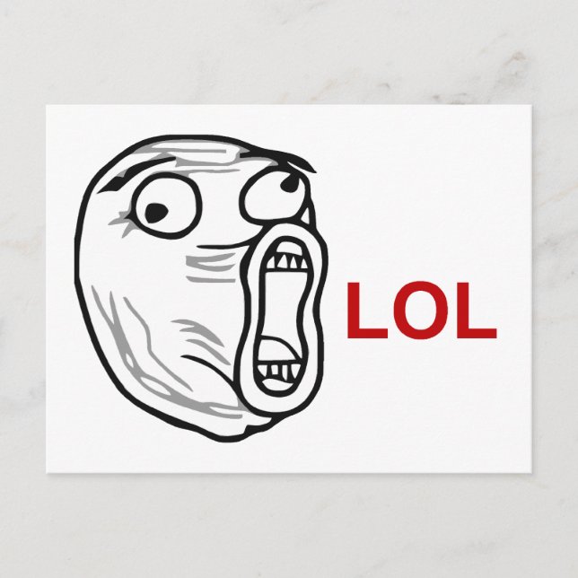 Carte Postale LOL Laugh Out Loud Rage Face Meme (Devant)