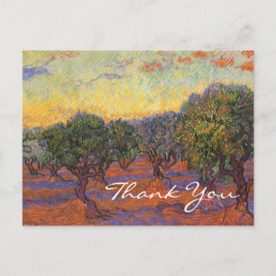 Carte Postale L'oliveraie de Van Gogh, ciel orange