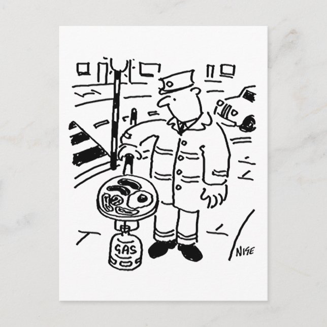 Carte Postale Lollipop Man est Cuisine son petit déjeuner (Devant)