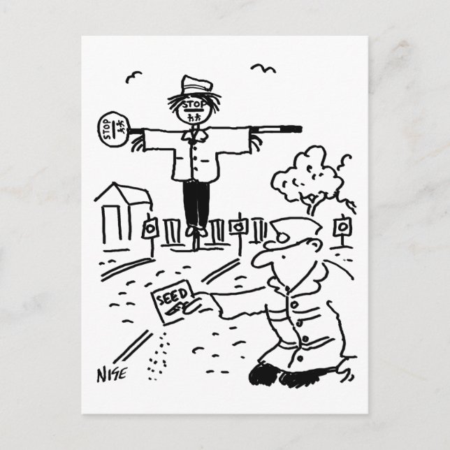 Carte Postale Lollipop Man est Jardinage (Devant)