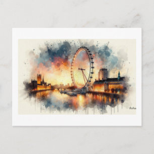 Carte Postale London Eye au coucher du soleil,