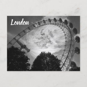 Carte Postale London Eye Ferris Roue Noir et Blanc repère