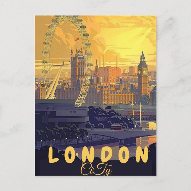 Carte Postale London Travel Postcard Art, London Travel Art, Ang (Devant)