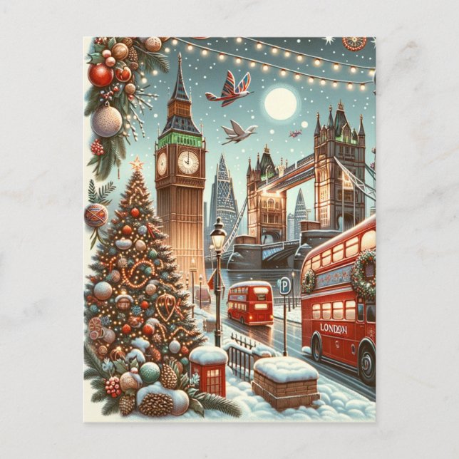 Carte Postale London's Festive Splendor - Vibrant Christmas Car (Devant)