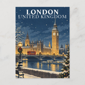Carte Postale Londres à Noël Voyage Rétro