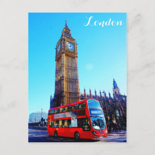 Carte Postale Londres Angleterre Big Ben Red Bus