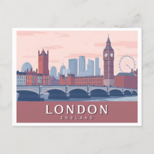 Carte Postale Londres Angleterre Pastel Travel Design
