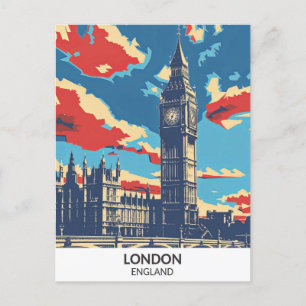 Carte Postale Londres Angleterre Retro Artwork Travel