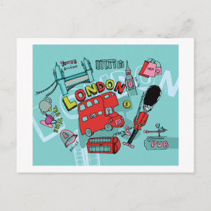 Carte Postale Londres ~ Angleterre Royaume-Uni Travel Art
