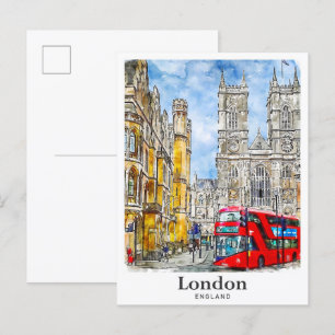 Carte Postale Londres Angleterre Royaume-Uni Voyage Aquarelle ma