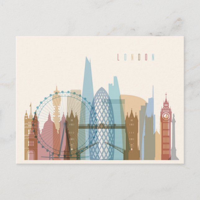 Carte Postale Londres, Angleterre | Ville Skyline (Devant)