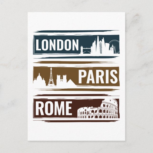 Carte Postale Londres Paris Rome (Devant)