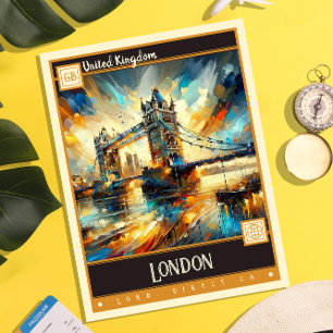 Carte Postale Londres, Royaume-Uni Peinture Vintage