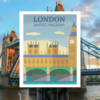 Carte Postale Londres, Royaume-Uni Vintage Retro Travel