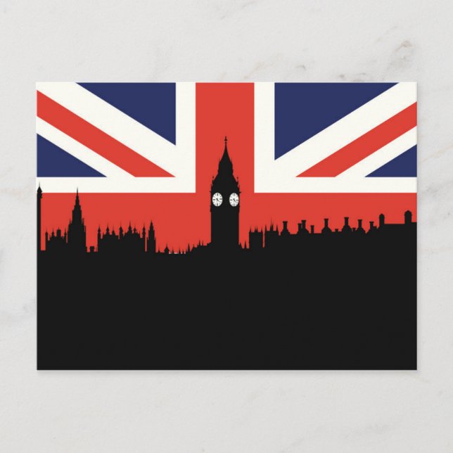 Carte Postale Londres Skyline | Le drapeau britannique (Devant)