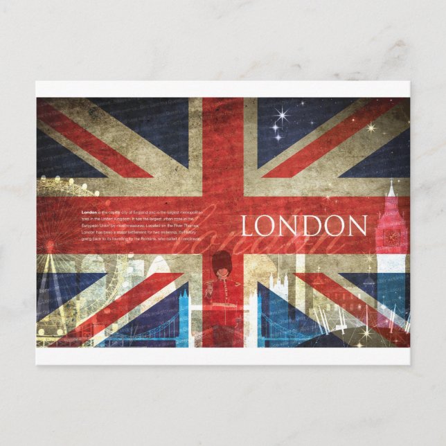 Carte Postale Londres Union Jack (Devant)