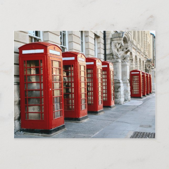Carte Postale Londres, vieilles boîtes de téléphone rouge (Devant)