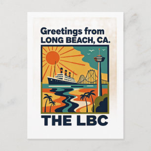 Carte Postale Long Beach CA LBC Voyage Rétro