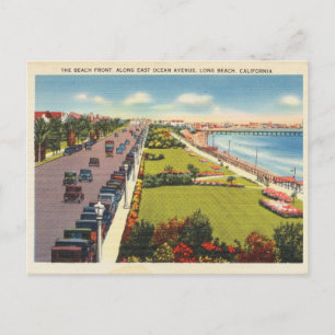 Carte Postale Long Beach Californie vintage années 1940 Ocean Bl