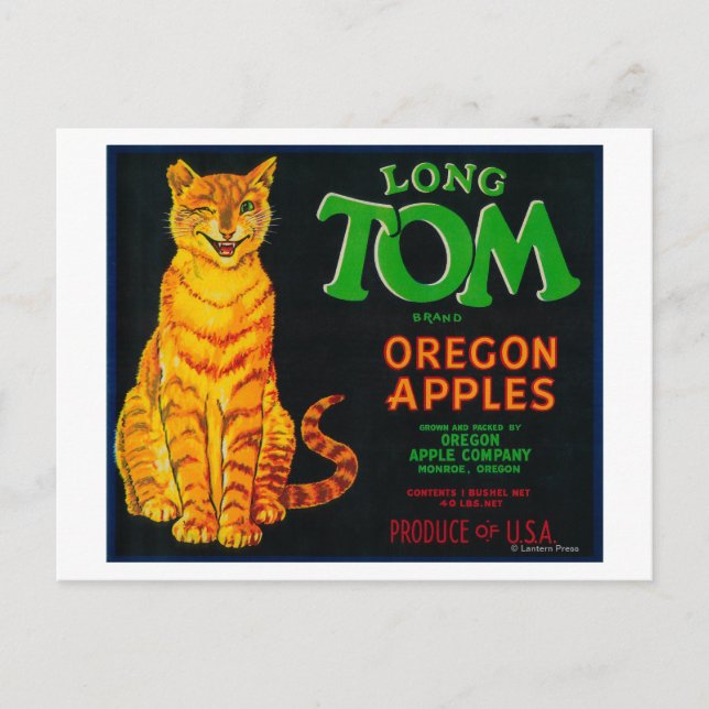 Carte Postale Long Tom Apple Crate Label Monroe, OU (Devant)
