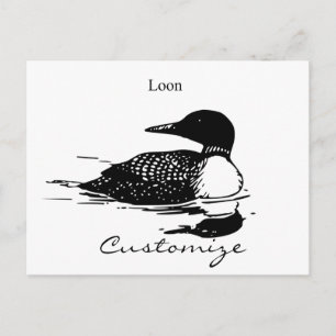 Carte Postale Loon Swimming Bird Art Thunder_Cove