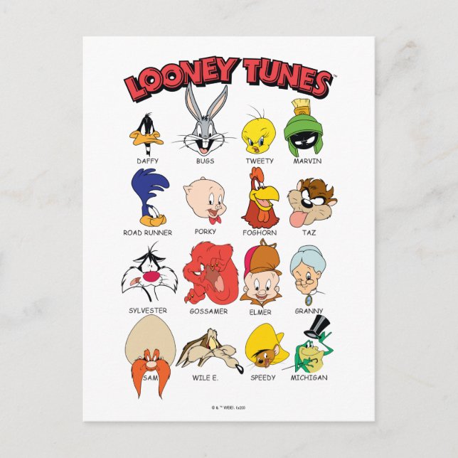 Carte Postale LOONEY TUNES™ Têtes (Devant)