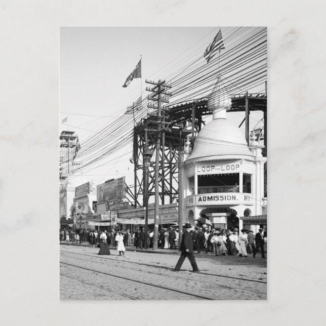Carte Postale Loop the Loop Ride, avenue Surf, île Coney 1903 (Devant)