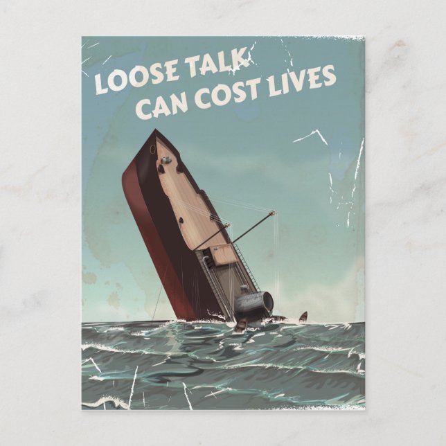 Carte Postale Loose Talk Cost Lives 2ÈME GUERRE MONDIALE Poster (Devant)