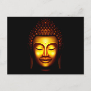 Carte Postale Lord Bouddha souriant or et noir