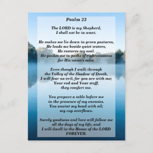 Carte Postale Lord est Mon Berger Psaume 23 Bible Verse Mémoire