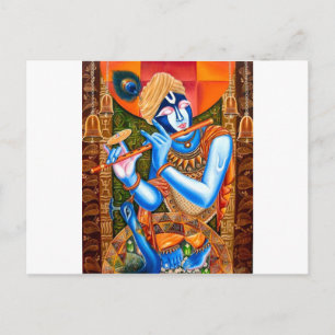 CARTE POSTALE LORD KRISHNA INDIEN ABSTRAIT